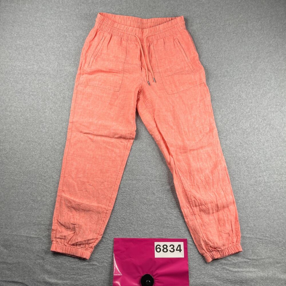 Athleta Cabo Linen Pants Womens Size 6 Coral Lightweight Jogger Casual